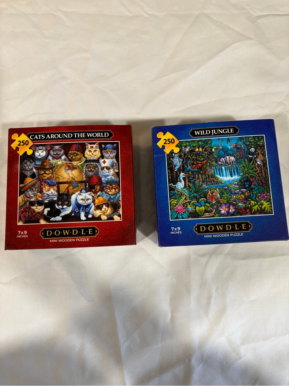Dowdle Wooden Mini Puzzle Lot Sealed 250 Piece Cats Around‎ the World